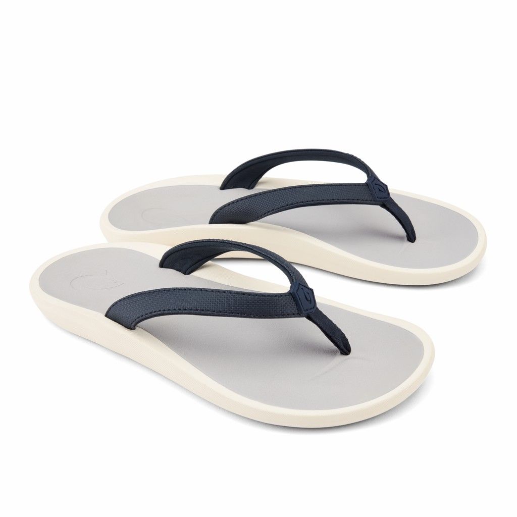 Olukai Women's Pi Oe Flip Flop - Trench Blue / Mist Grey US273-418